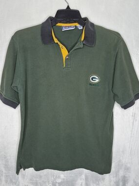 Vintage 90s Logo 7 Green Bay Packers Polo Shirt Mens Medium